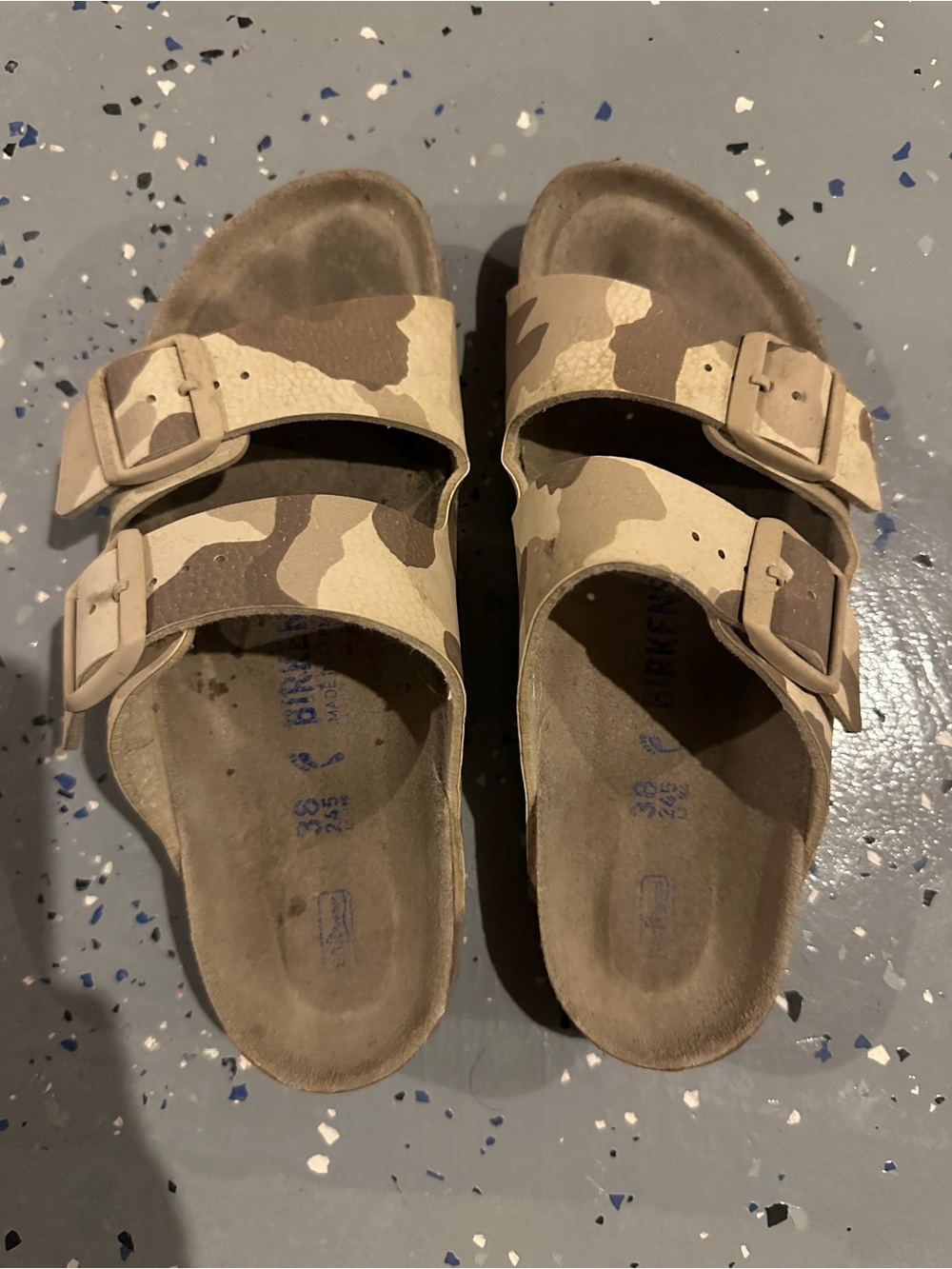 Women’s birkenstocks Adjustable Double-Buckle Sandal in Beige Camo